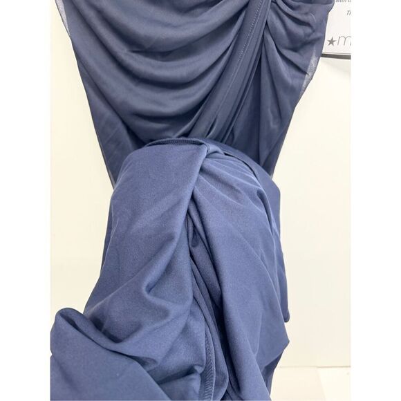 Betsy & Adam Dress Size 4 Blue Maxi Gown Sequined V Neck Short Sleeve NEW - Picture 7 of 8